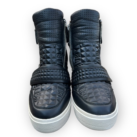 Ash Studded Moto Boots Zipper Leather studs platform RARE Athleisure wedges - Picture 5 of 10